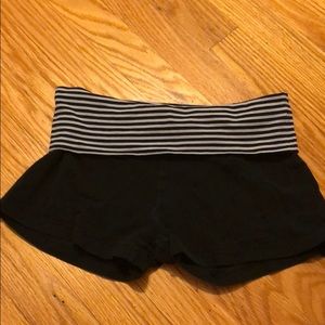 Forever 21 black and striped fold over yoga shorts
